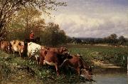 James McDougal Hart Cattle and Landscape oil painting